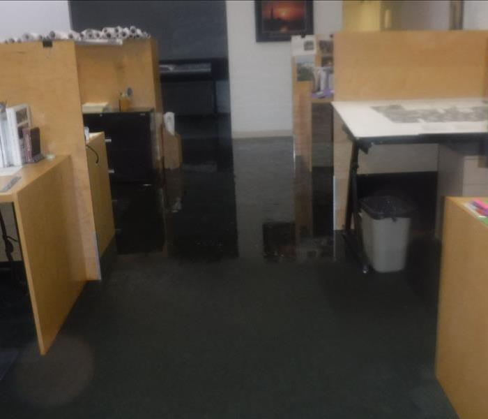 Photo shows standing water in an office building